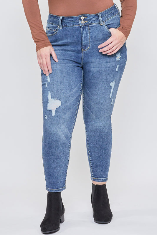 Curvy Hide Your Muffin Top High Rise Ankle Jeans